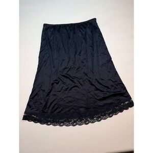 Vintage Wondermaid Black Nylon Lace Trim Half Slip Skirt Cottagecore Womens 3XL